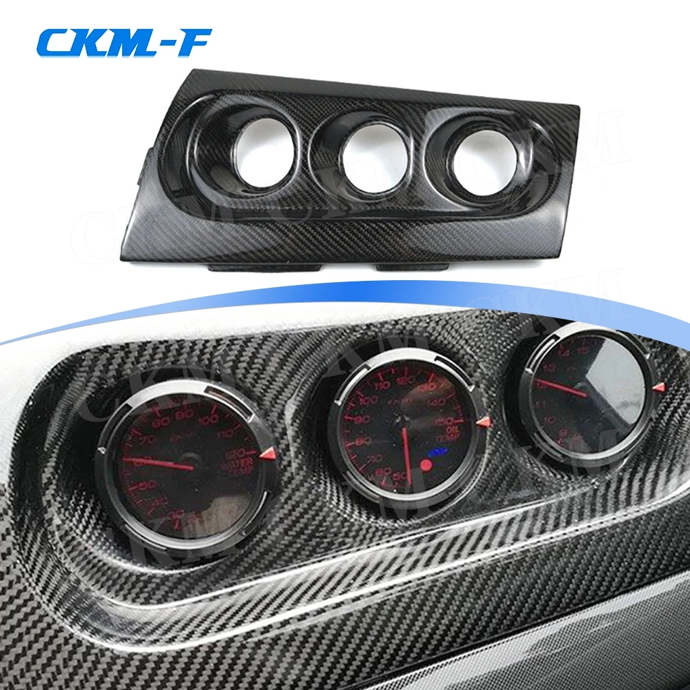 Carbon Fiber Triple Dashboard Vent Gauge Pod Holder Trim Cover Frame For Mitsubishi Lancer Evolution EVO 10 EVO X M7 2008-2012