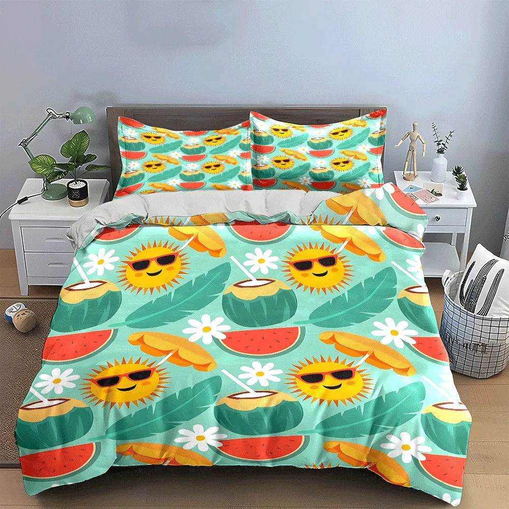 

"Summer Vibes Tropical Essentials Set" Exquisite three-piece bedding set gift for kids and adults