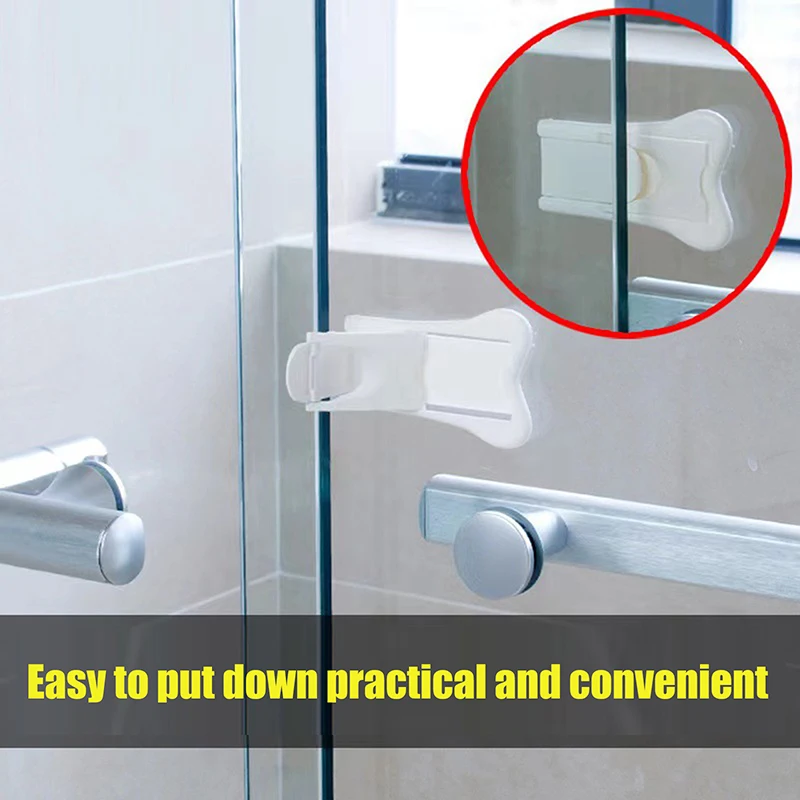 Y ABS Sliding Door Lock Portable Security Protection Self-adhesive Window Lock Strong Fixation Drawer Lock Child Home Accessorie