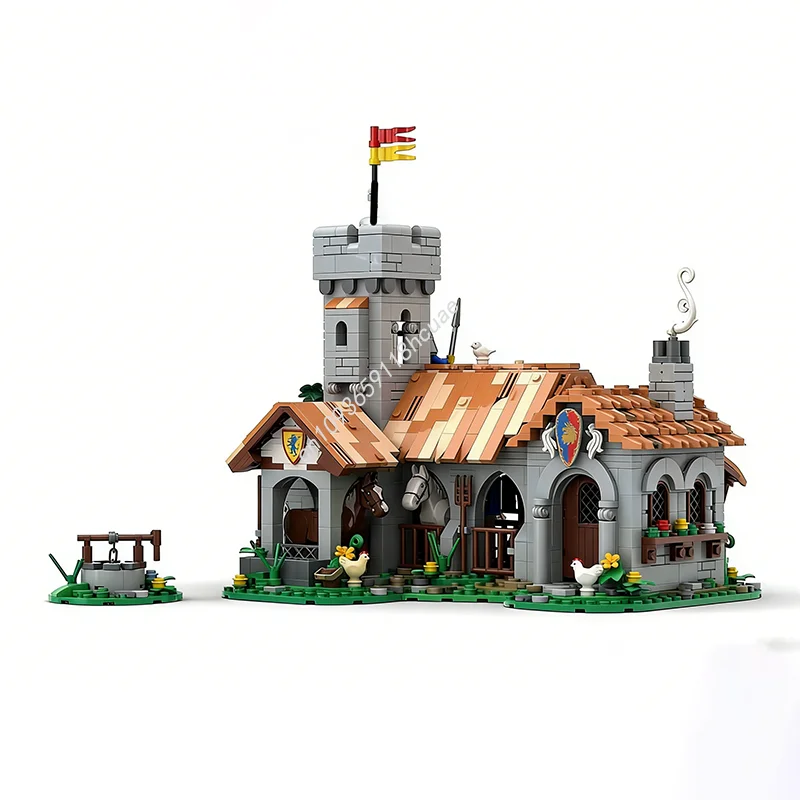 

1423pcs MOC Lion Knight Royal Stable Castle Knights Model Building Blocks Architecture Toys Christmas Gift Idea Education