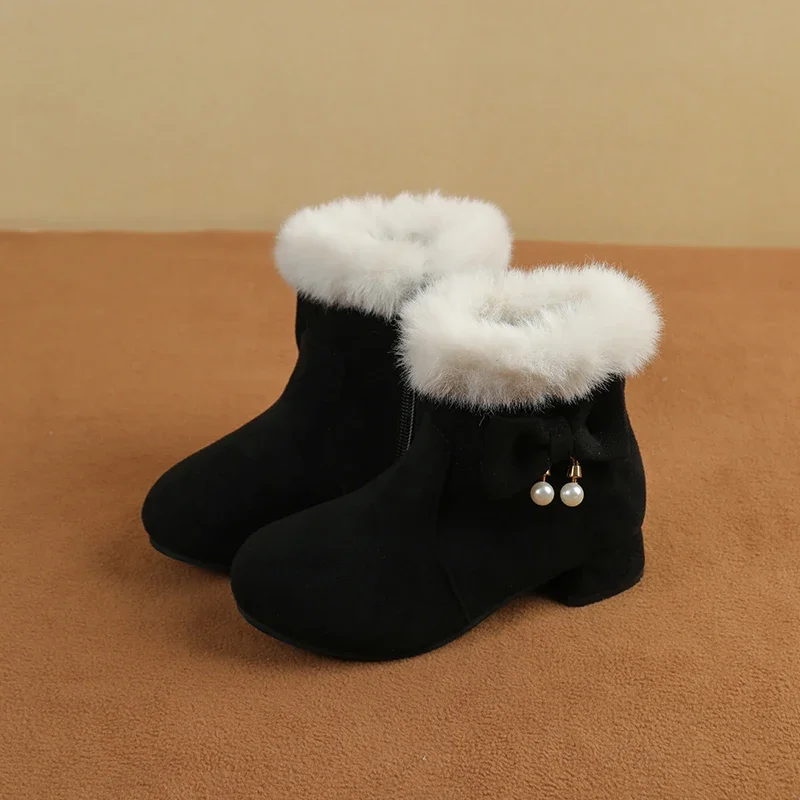 Red New Children Snow Boots Winter Comfortable Thick Warm Girl Boots Lobbing Kids Suede Short Outdoors Boots