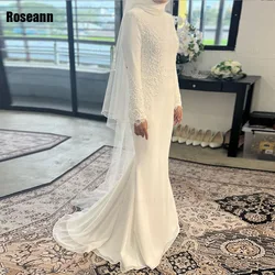 Customized Muslim Exquisite Mermaid Wedding Dresses Flowers Full Applique 2025 Design High Collar Bride Gown robe de mariée