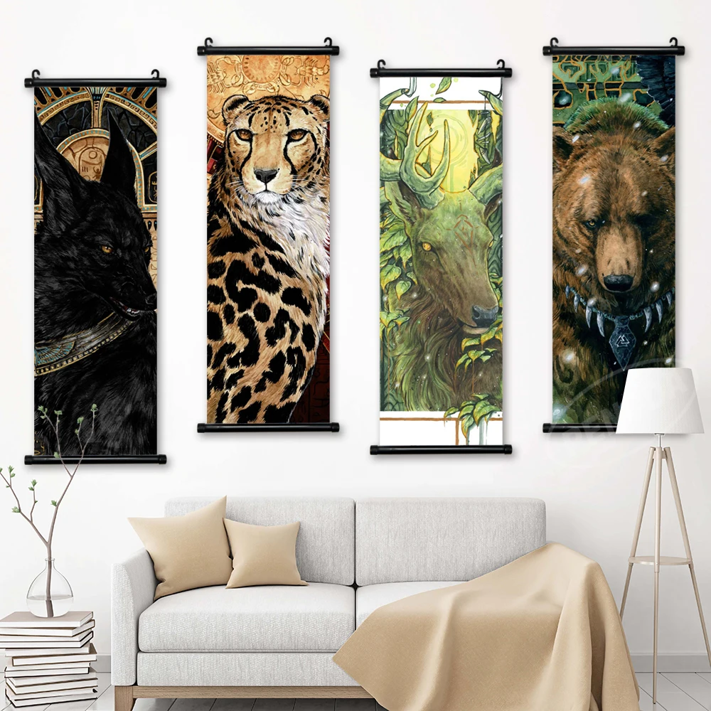 HD Canvas Leopard Picture Home Decoration Lion Wall Artwork Animal Painting Bear Hanging Scrolls Living Room Print Modern Poster