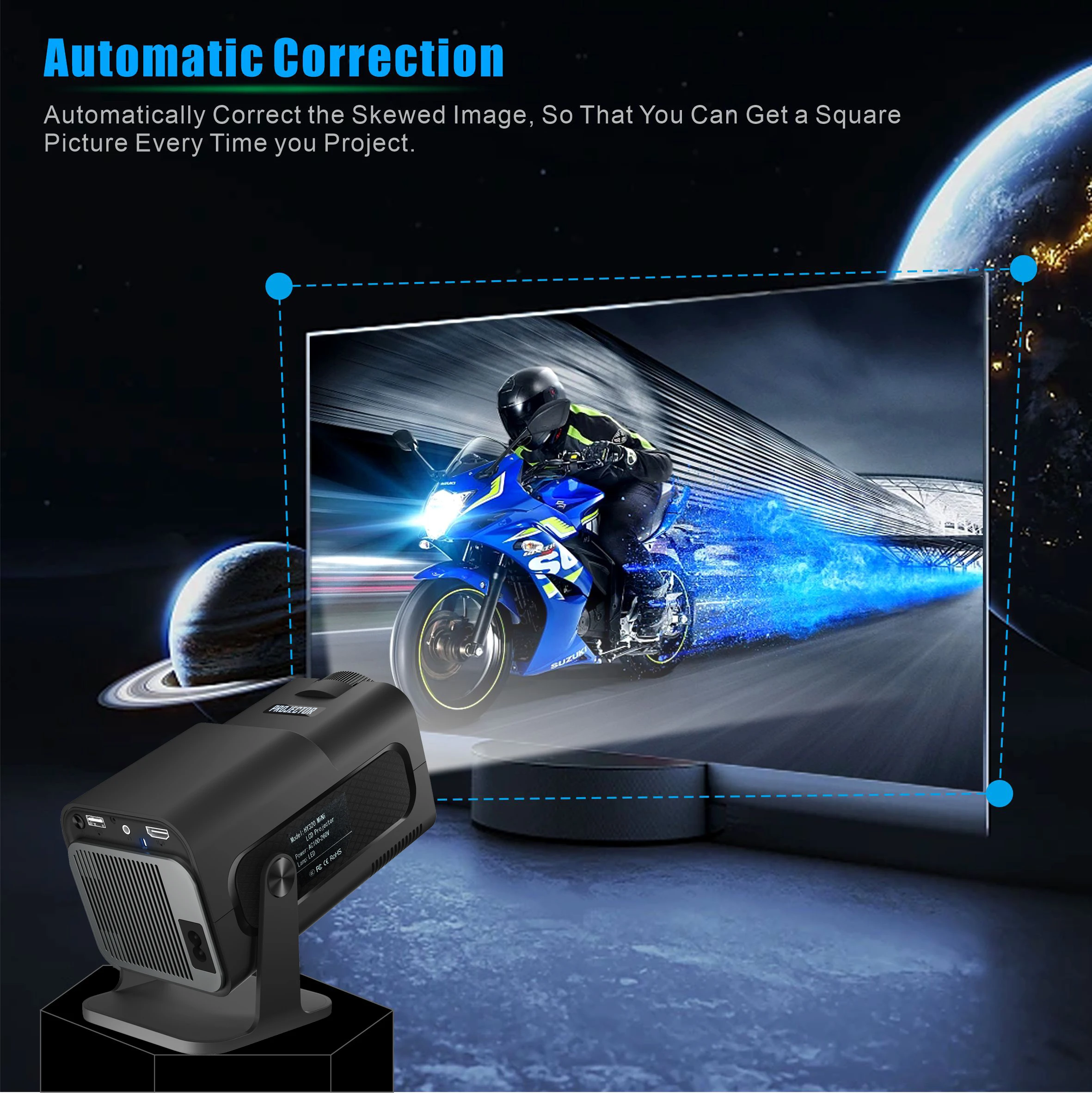 HY320 Mini Projector Android11 H713 Wifi6 320ANSI Native 1280*720P Support 1080P 4K HD BT Home Cinema Outdoor Travel Projector