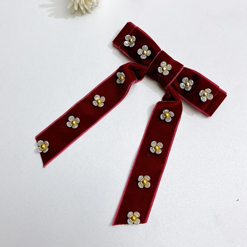 Korean Fashion Fabric Velvet Bow Brooch Crystal Flower Corsage Shirt Collar Pins Luxulry Jewelry Brooches for Women Accessories