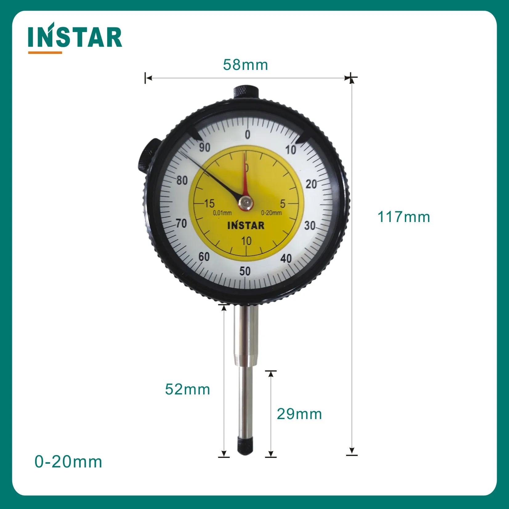 INSTAR Dial Indicator 0-20mm  0-30mm Dial Gauge DIN Standard Industrial Quality 0-10mm 0.01mm