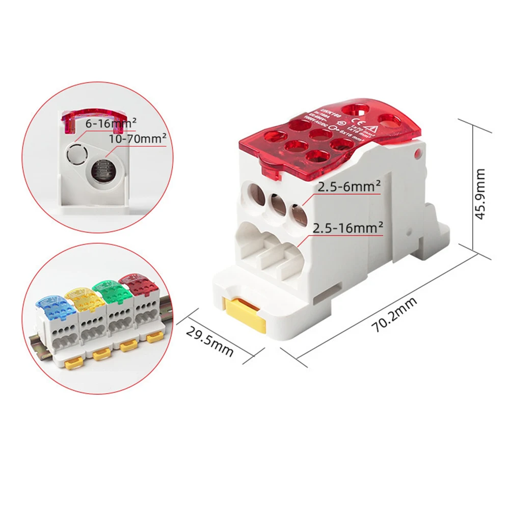 Color Red Power Junction Box 1 Input Multiple Outputs Flexible Combinations PC Shell And Brass Guide Quick Wiring Design