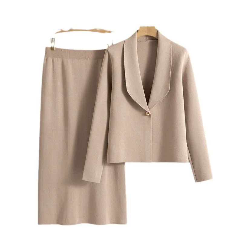 

Small Suit Set Skirt Two-piece Set for Women's Autumn and Winter 2025 New Style Temperament Cardigan Sweater Jacket Skirt Set