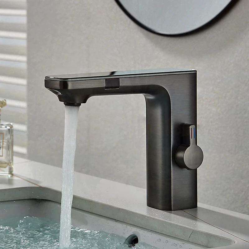 Imagem -03 - Smart Sensor Basin Faucet para Banheiro Torneira Touchless com Display Digital Torneira Misturadora de Água Quente e Fria Tela de Vaidade de Luxo