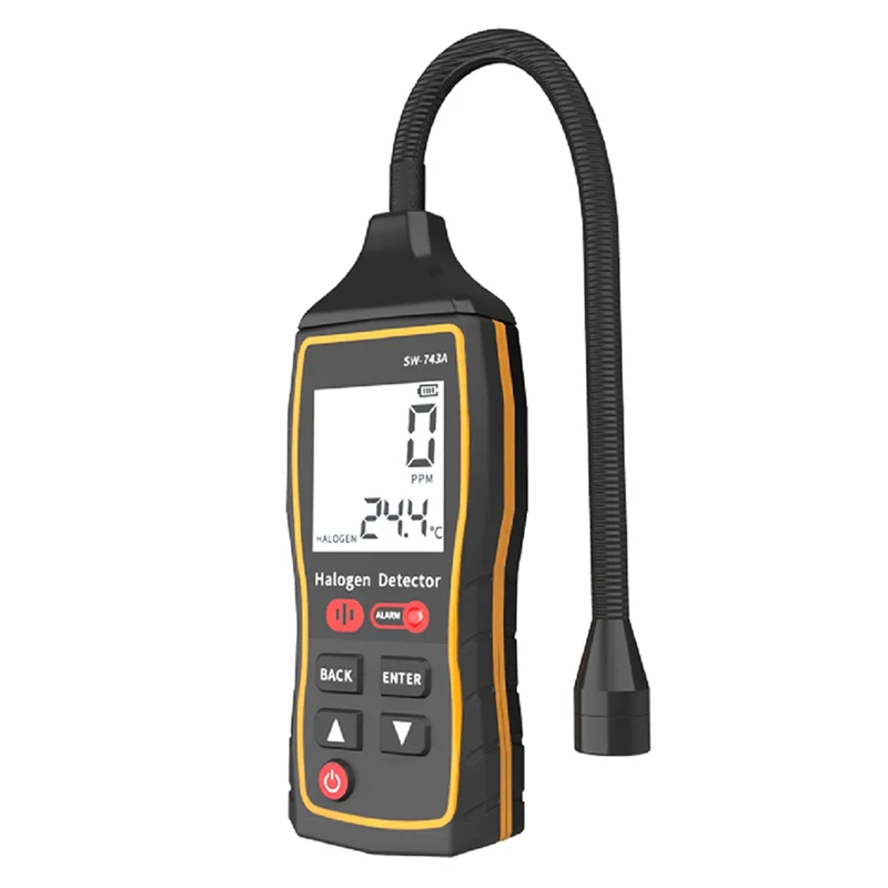 AC 자동차 냉장고 용 ABKS-SW-743A 재사용 가능한 냉매 누출 감지기 LCD 디스플레이 DC4.5V 할로겐 프레온 테스터 고감도