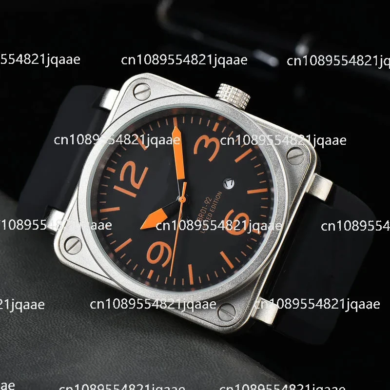 2024 Original Brand Men Automatic Mechanical Watch Bell Black Ross Rubber 46mm Large Dial Men for Watches