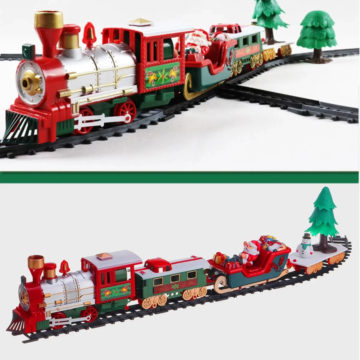 Electric Christmas Train Toys Railway Cars Racing Tracks With Music Santa Claus Christmas Tree Decoration Train Model Toys Gifts