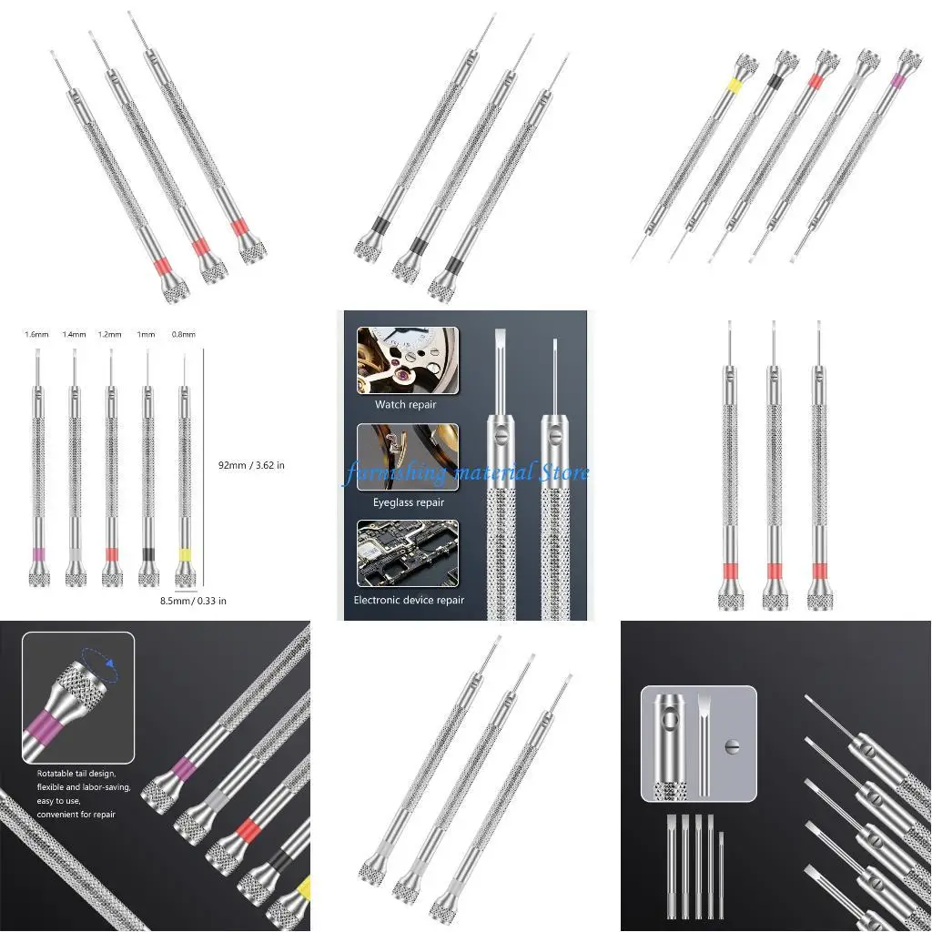 

Y5GD Professional Watch Repair Tool 3PCS Ergonomic Screwdrivers With Replaceable Thin Precise Blade Effortless Adjustments