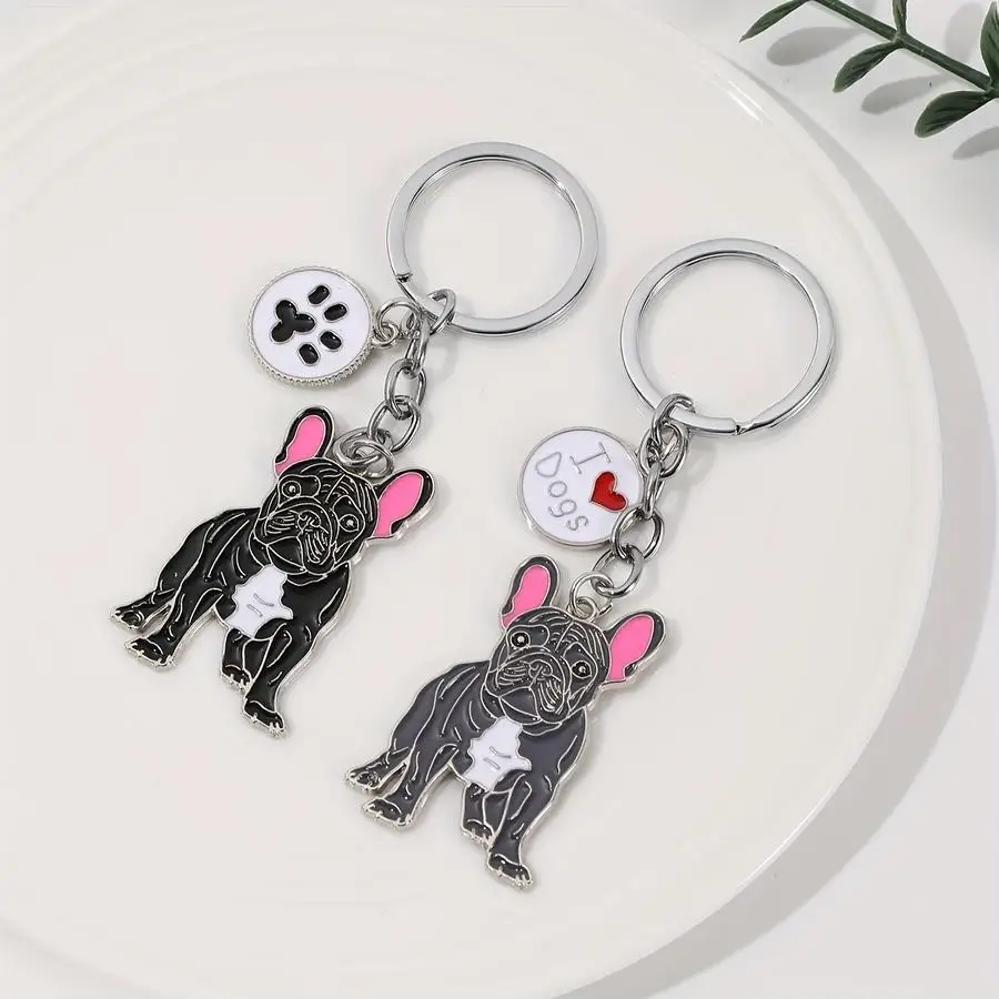 1/5/10/20/50/100pcs Metal Cartoon Family Keychain in Dog Shape, Keychain Pendant with Ring Clasp, for Valentine's Day, Men, Wome
