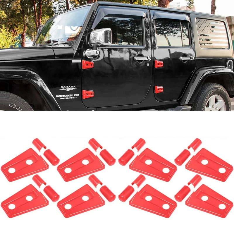 24Pcs/Set Car Door Hinge Cover Trim Exterior Accessories For Jeep Wrangler JK JKU Sport Rubicon Sahara X 2007-2018 Red