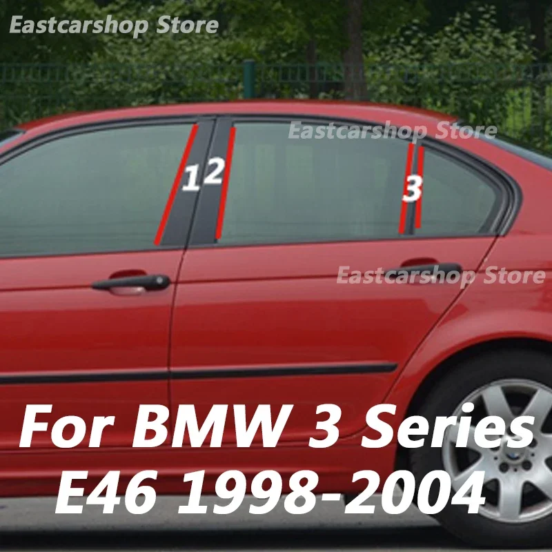 

For BMW 3 Series E46 1998-2005 Car Middle Window B C Center Pillar Sticker PC Central Frame Strip Cover Accessories 2004 2003