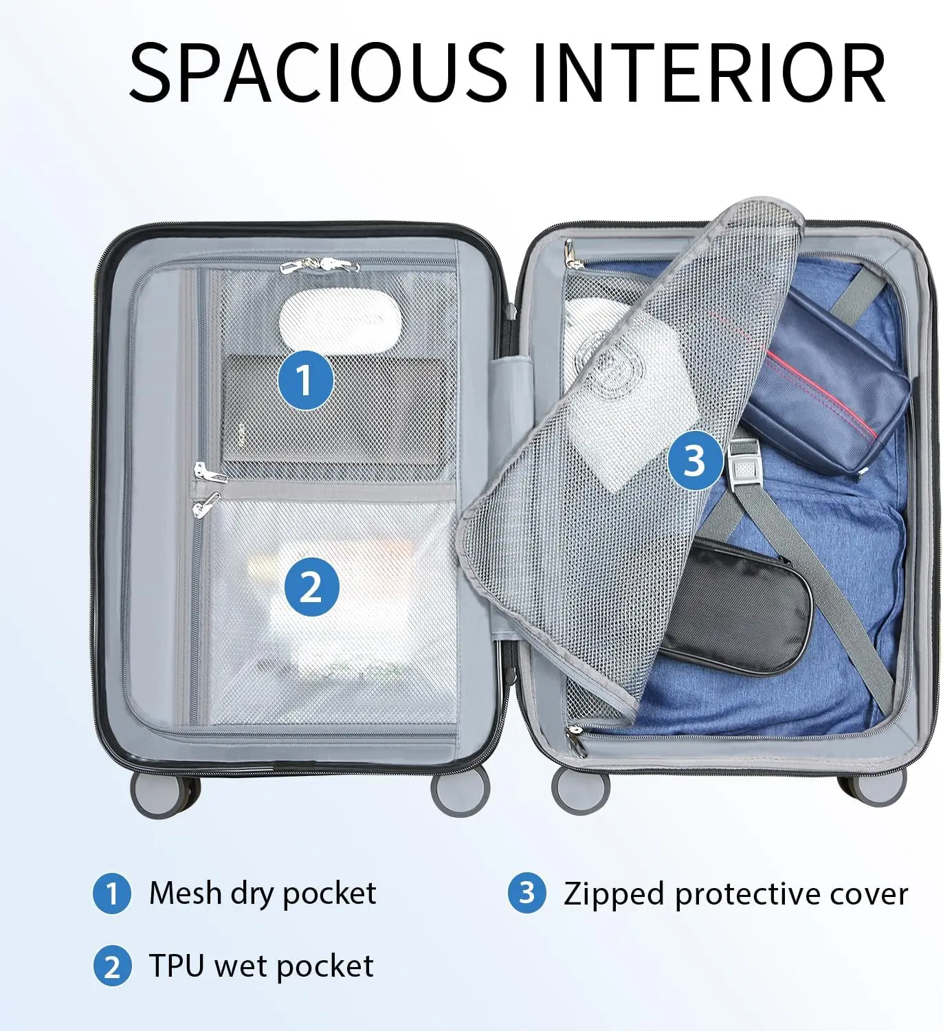 Kroser Hardside Expansível Bagagem de Rolamento com USB, Spinner Rodas, Built-In Tsa Lock, Mala Durável, Expansível