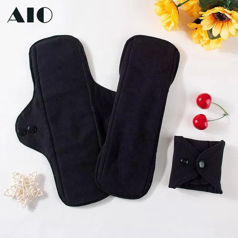 

4-слойная менструальная прокладка из чистого хлопка — черная моющаяся гигиеническая прокладка | Многоразовый суперабсорбент | Для ухода за недержанием женщин