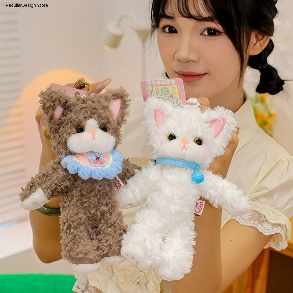 New Soft Cat Plush Keychain Curly German Cat Animal Shape Stuffed Bag Charm Cartoon Adorable Fluffy Ornament Kids