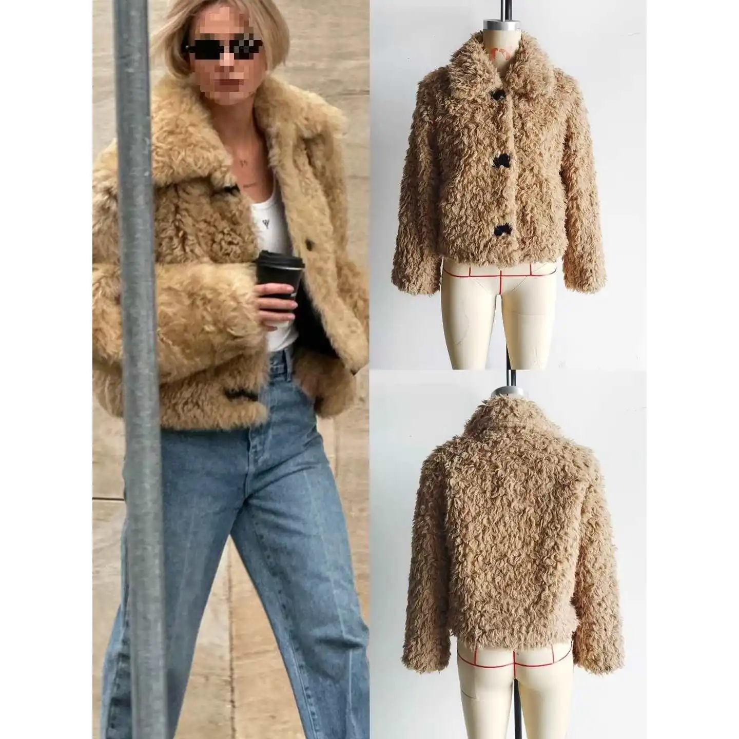 أزياء صناعية جديدة منفوشة من الفرو الصناعي معطف متكامل على طراز الملابس النسائية