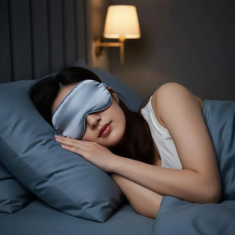 Double-Sided Silk Sleeping Eyeshade, Light Blocking Breathable Sleep Eye Mask, Comfort Eye Wear for Travel, Nap and Night Rest
