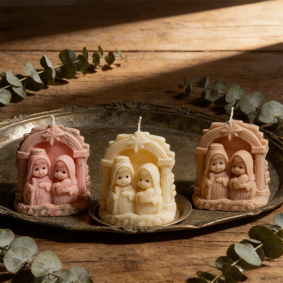 3D Nativity Scene Silicone Candle Mold Baby Jesus Virgin Mary Manger Mold for DIY Aromatherapy Candle Soap Making Home Gift