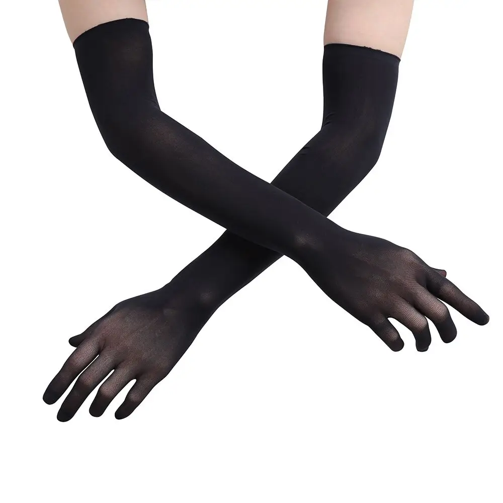 Halloween Full Finger Opera Prom Transparent Gloves Long Sheer Finger Pantyhose Gloves Seamless Mitten
