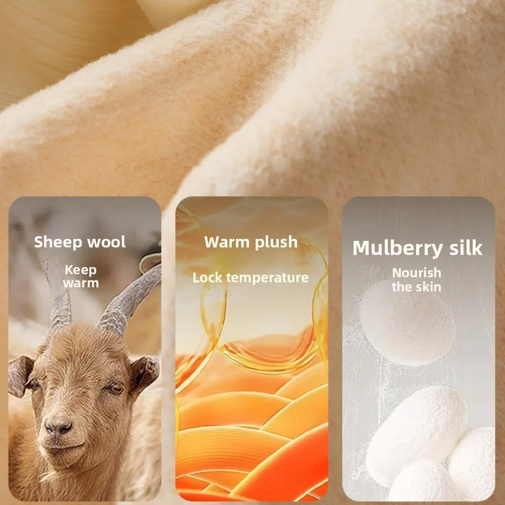 

Lace Women Wool Thermal Clothes Invisible V Neck Thermal Underwear Feel Heating Lingerie Warmth Long Tops Lady