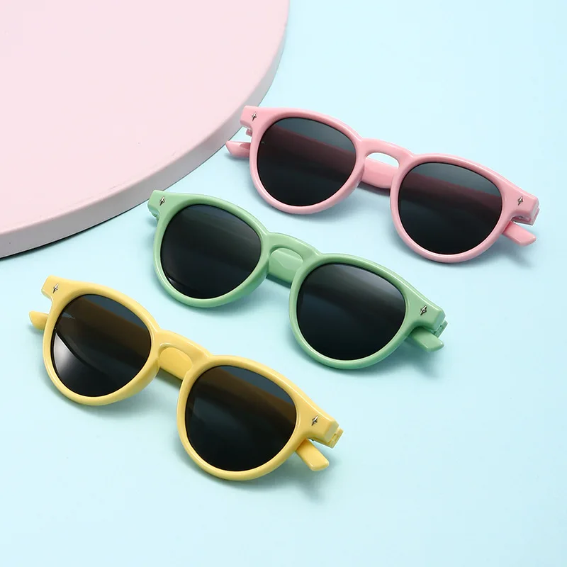 25 neue Retro-Sonnenbrille, stilvoll, hochwertig, runder Rahmen, Silikon, polarisiert, für Kinder, 23045