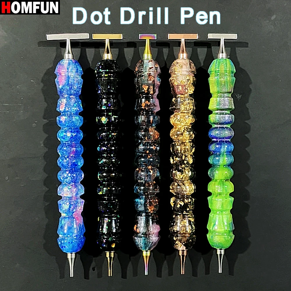 HOMFUN Stylo de broderie diamantée brillant, outil de pose de strass coloré, accessoires à embouts métalliques à vis