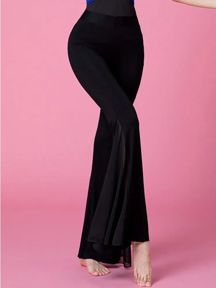 Pantalon de Cabaret Solide pour Femme, Costume de brevdu Ventre, Tenue Latine Élégante, Jambes Larges, FjFor, Bal, Tango