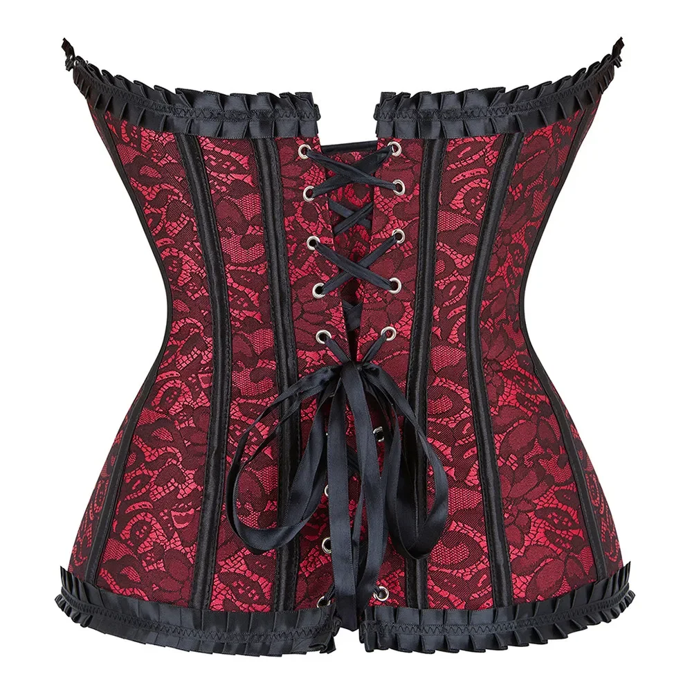 Corset Top Plus Size Bustier Overbust Gothic Lace Floral Bodices Lingerie Sexy Woman Push Up Vintage Victorian Fashion Corselet