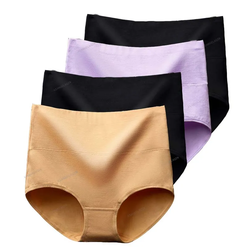 4 stks/partij Hoge Taille Ondergoed Katoenen Slipje Vrouwen Body Slim Abdominale Ondergoed Plus Size Meisjes Slips Vrouwelijke Lingerie Shaper