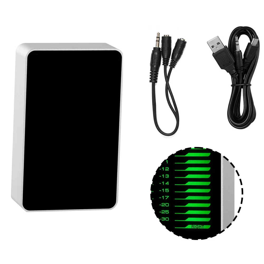Dual Channel Stereo Sound Level Meter LED Display 24 RGB Levels Per Channel Decibel Meter with USB Power and 3 5 mm Audio Cable
