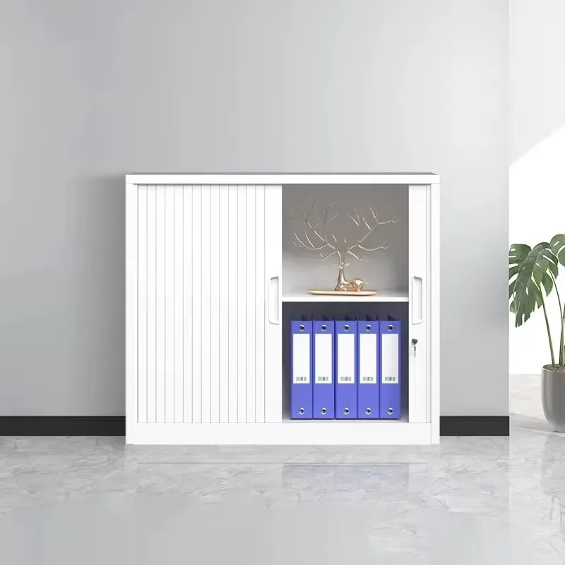 Modern Movable Adjustable Office Filing Storage Cabinet with Metal Sliding Tambour Door