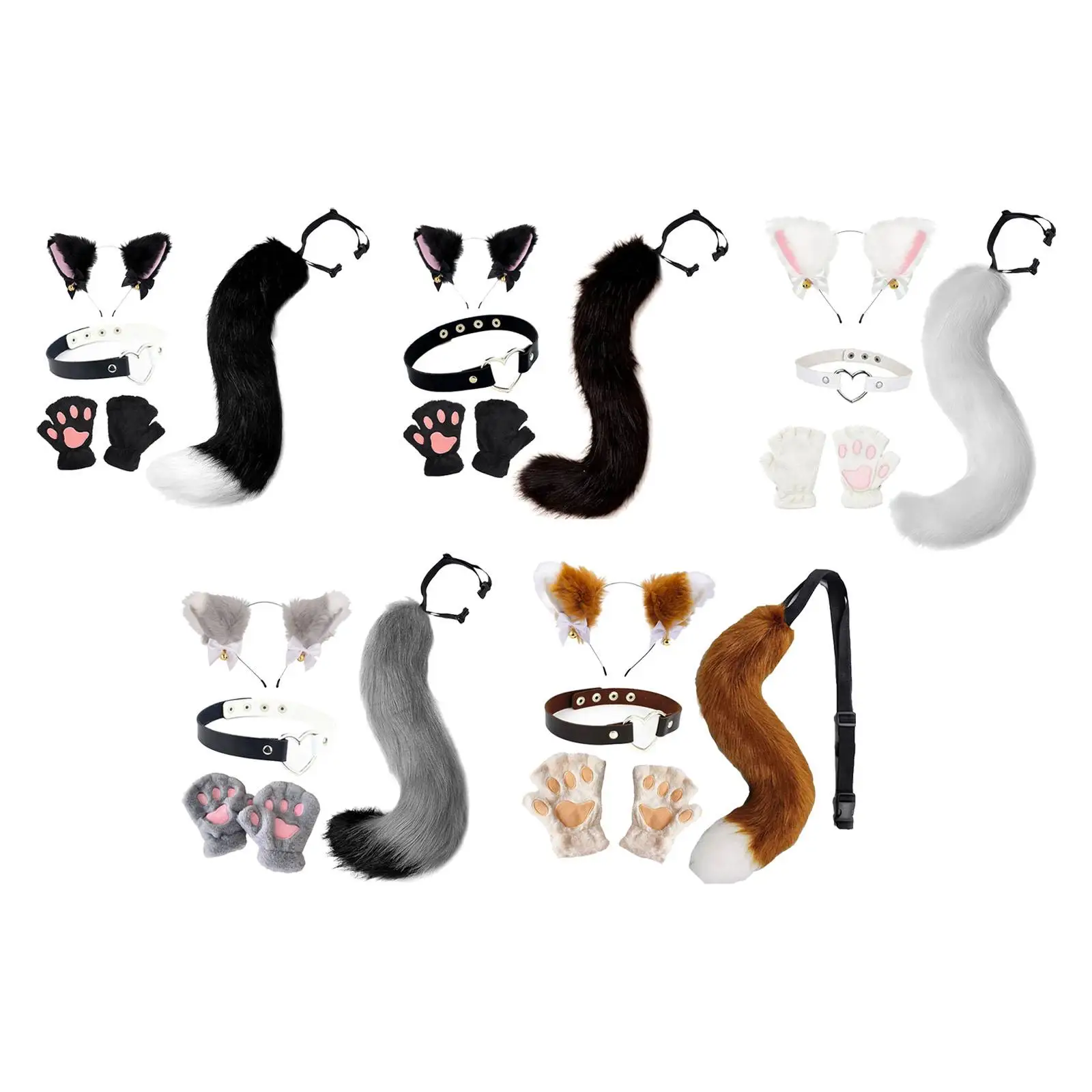 Costume Cosplay Lolita Fancy Dress Faux Ears and Tail Set for Night Club Stage Shows Role Play Housewarming Graduation Ceremony