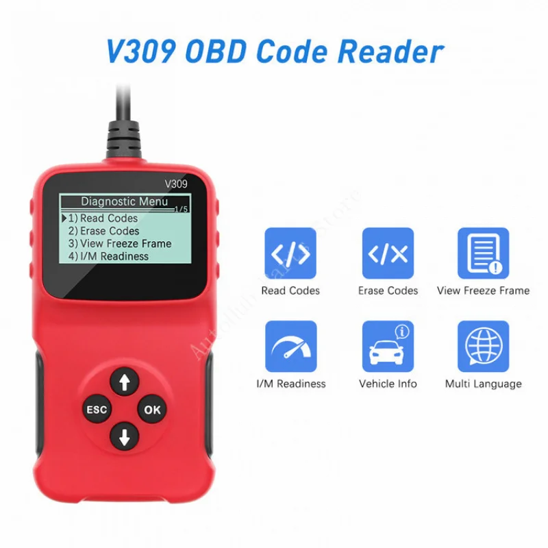 

V309 OBD2 сканер Bluetooth диагностический инструмент, считыватель кодов, проверка неисправностей двигателя, данные в реальном времени