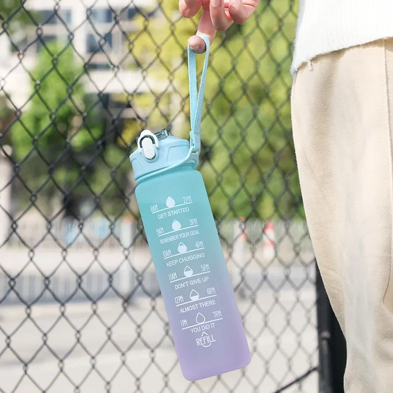 950ML Water Bottle with Straw Motivational Sport Water Bottle for Girls Leakproof Drinking Bottles Outdoor Travel Fitness Jugs