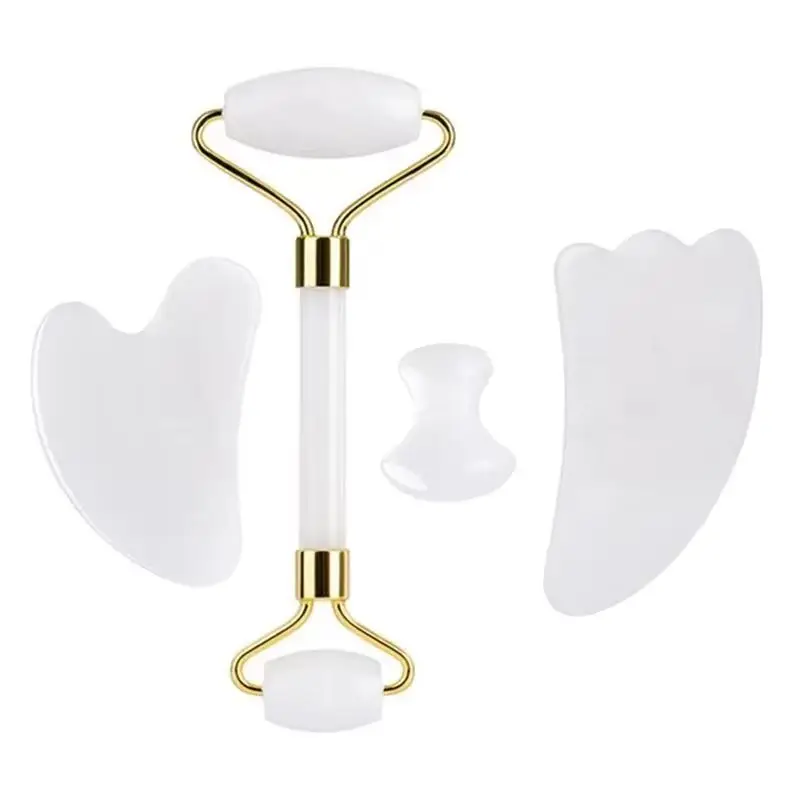 

Natural White Jade Roller Gua Sha Set Gouache Stone Massager Face Lifting Gouache Scraper Anti-Wrinkle Skin Care Tool