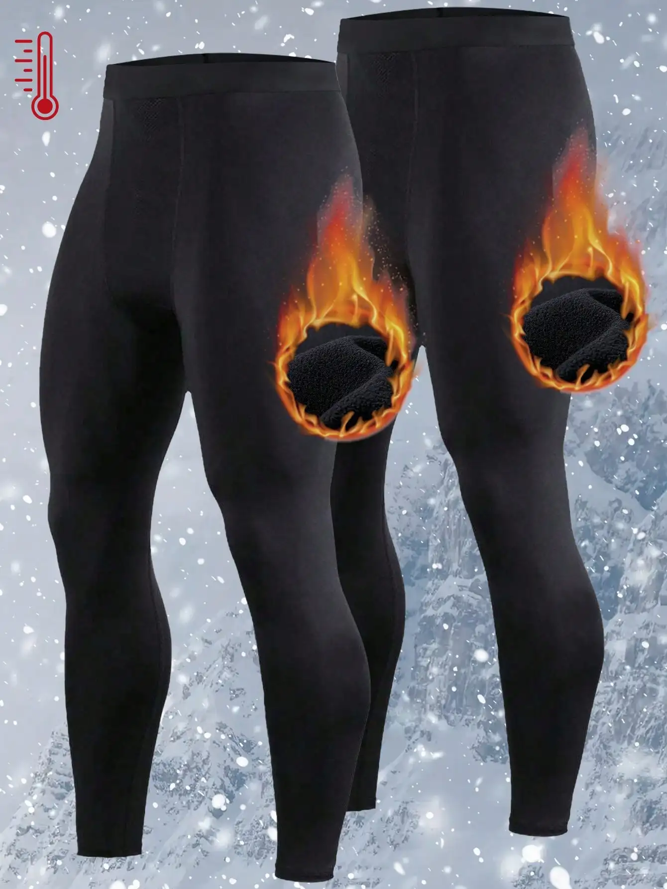 

Комплект из 2 мужских термофлисовых леггинсов – высокоэластичный теплый базовый слой для холодной погоды