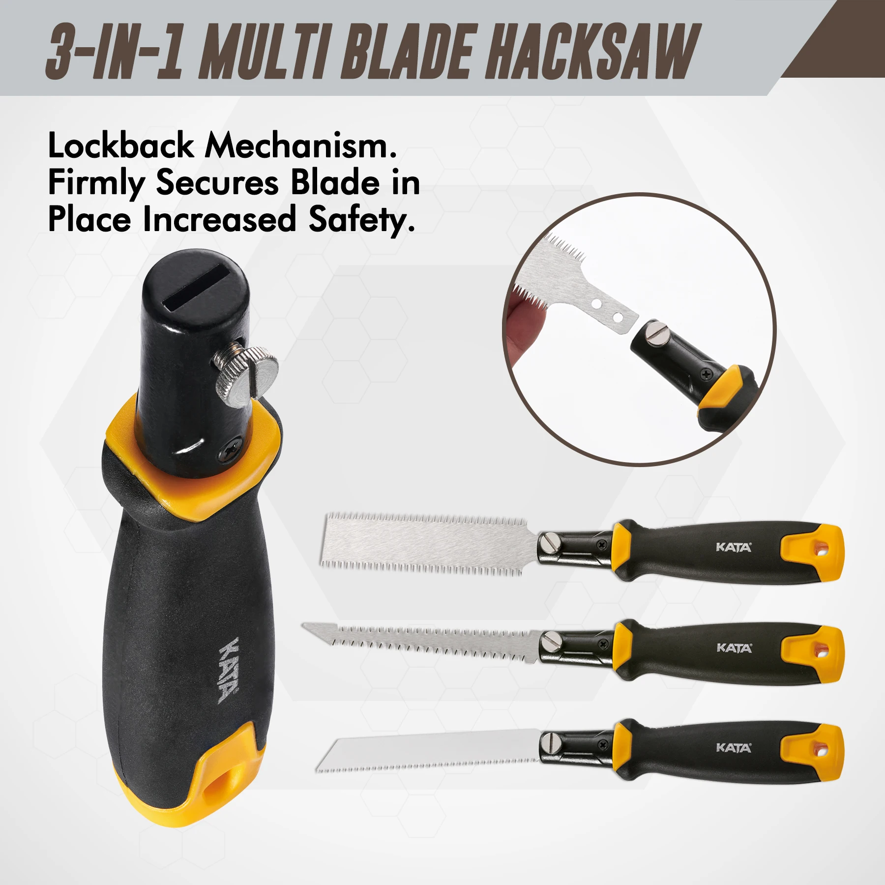 KATA 3-in-1 Hand Saw with 3 Pieces Multifunctional Blades Quick Change, Drywall Saw for Cutting Drywall, Sheetrock, Wood