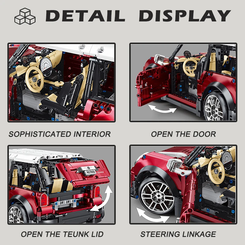 نموذج سيارة كلاسيكية شهيرة اللبنات 1:10 حجم سيارة كوبيه صغيرة الطوب الفني سطح المكتب الديكور الجمعية لعبة طفل للهدايا
