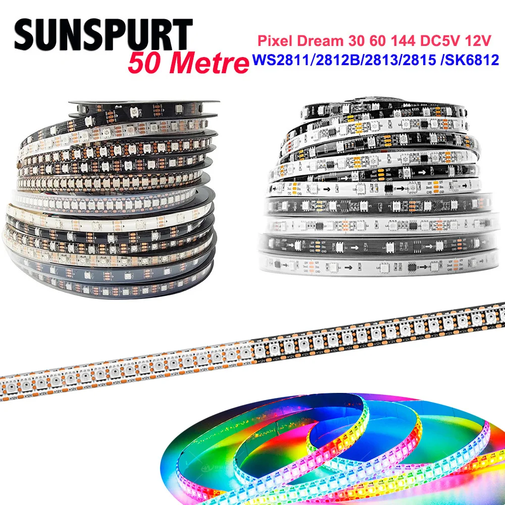 WS2812B WS2811 2813 2815 SK6812 RGBW listwy RGB Led indywidualnie adresowane inteligentne 5050 Led taśma oświetlająca wodoodporna IP30 65 67 DC5V