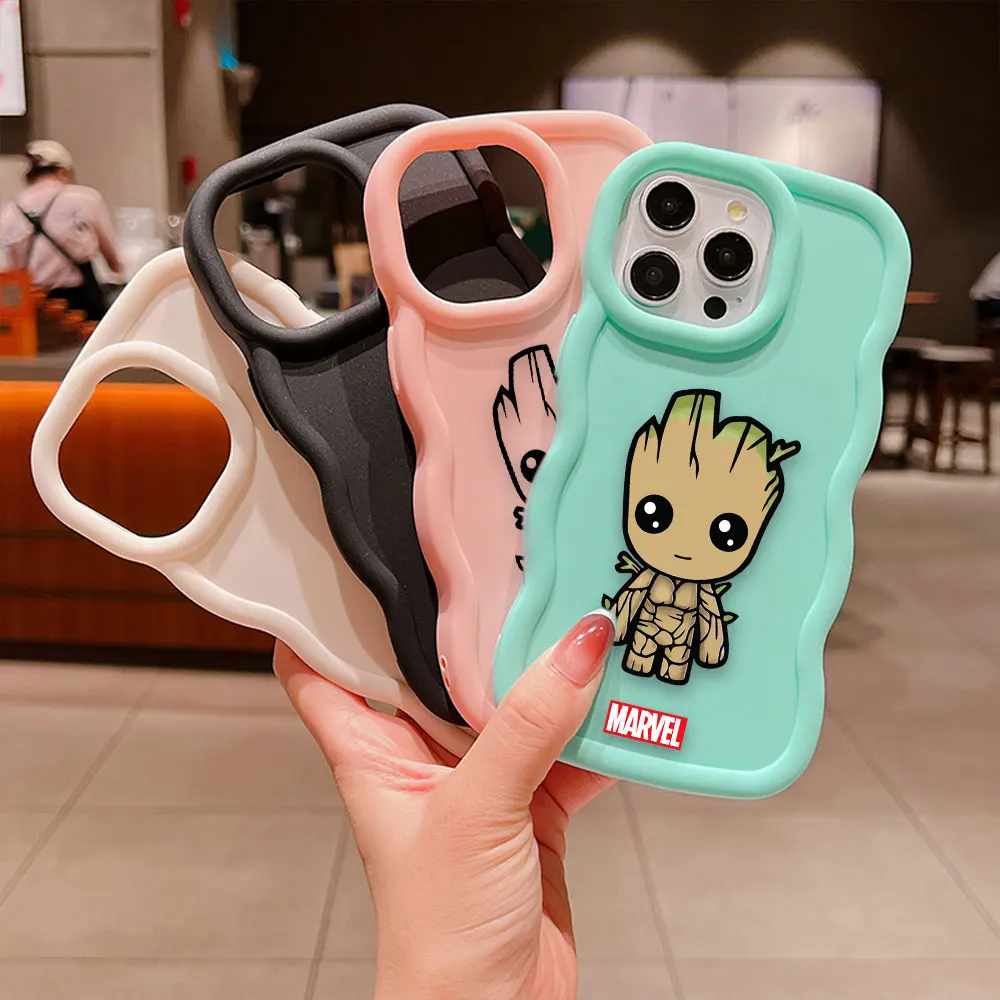 Cartoon Baby Marvel Groot 3D Wave Case For Huawei P40 NOVA 3I 7I Y70 Y71 Y7 Y9 HONOR X7A X8 X8A X9 9X 70 Magic 5 LITE Case Funda