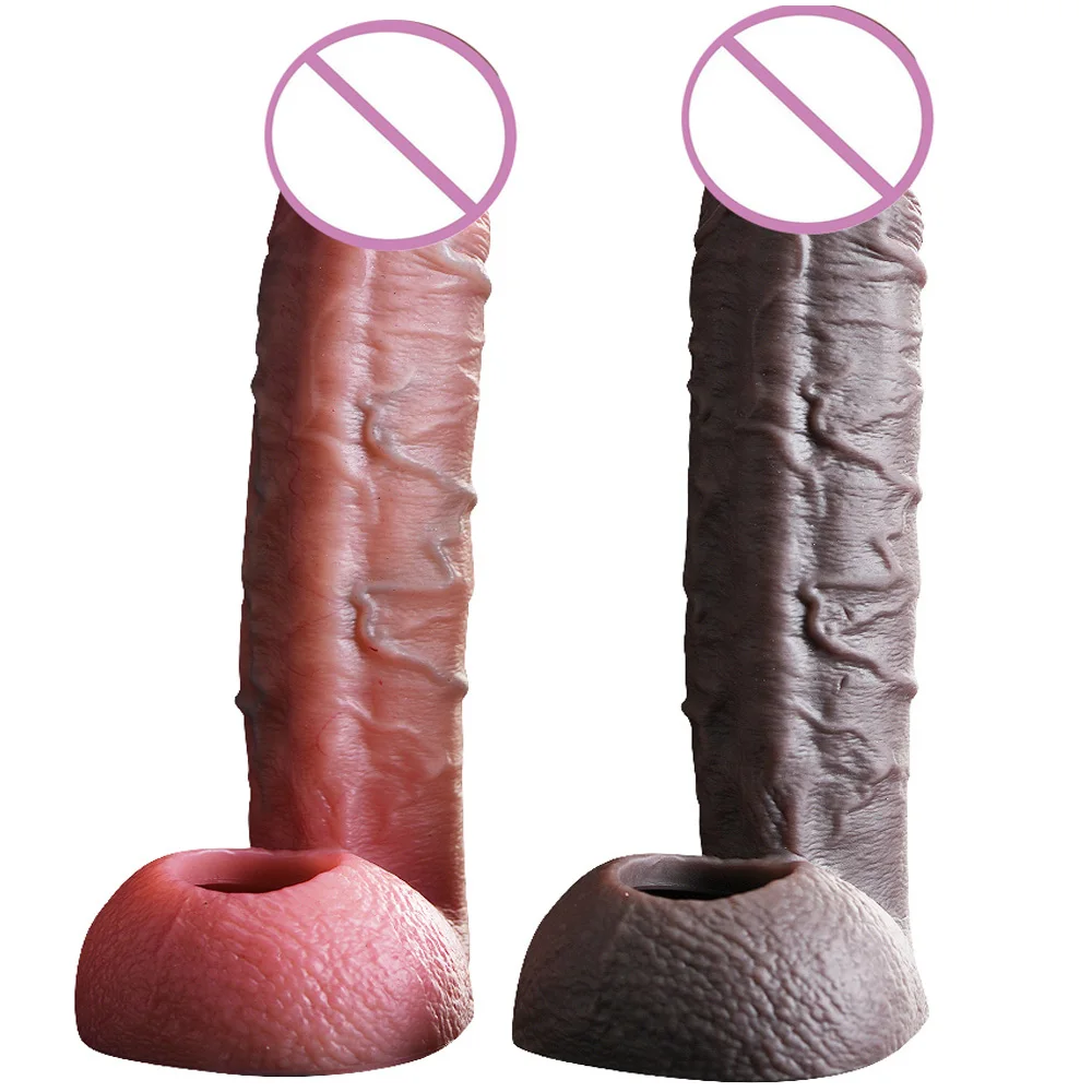 Reusable Silicone Penis Sleeve Cock Sleeve Dildo Extender Enlarged Delay Ejaculation Dick Cock Ring Condom Adult Sex Toy for Men