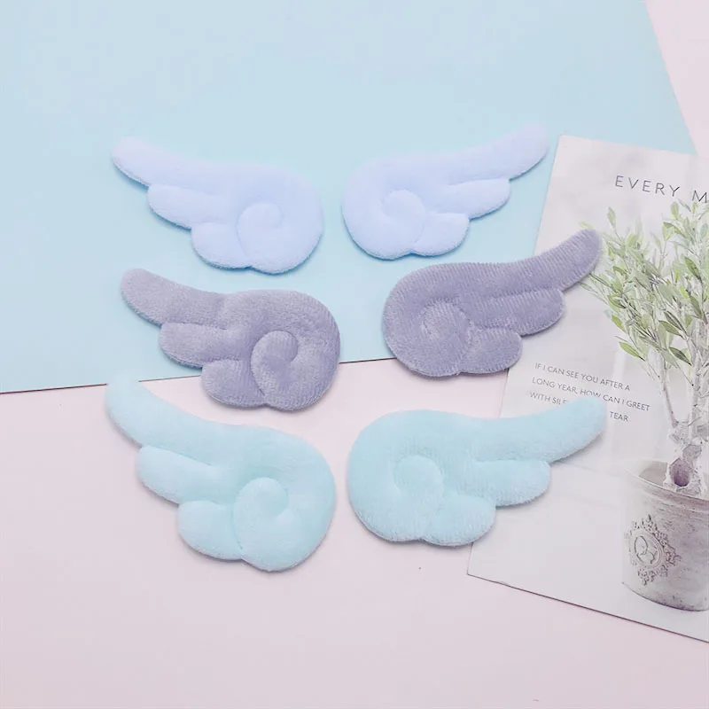 30pcs/lot 4*7.6cm Plush angel wings Patches Appliques for Craft Clothes Sewing Supplies DIY Hair Clip Accessories