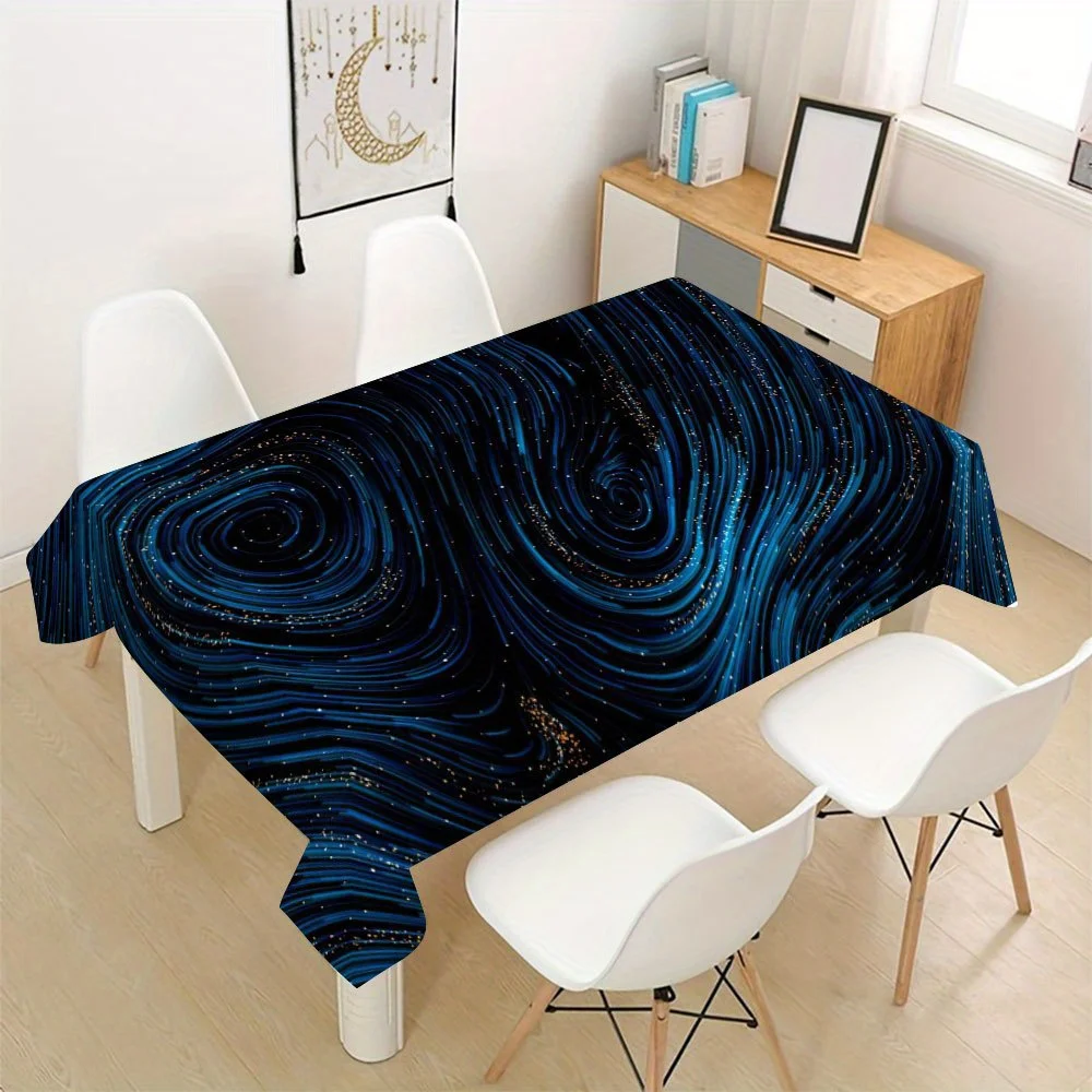 Blue Galaxy Swirl Tablecloth Waterproof Spillproof Dining Table Cover for Home Decor Party Supplies
