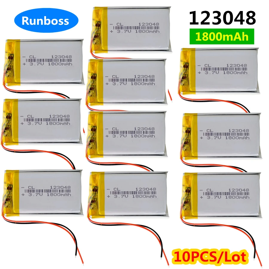 

10PCS 123048 3.7V 1800mAh New Lithium Polymer Lipo Battery For Mp3 PAD DVD E-book bluetooth speaker LED light my GBC mod CGB-001