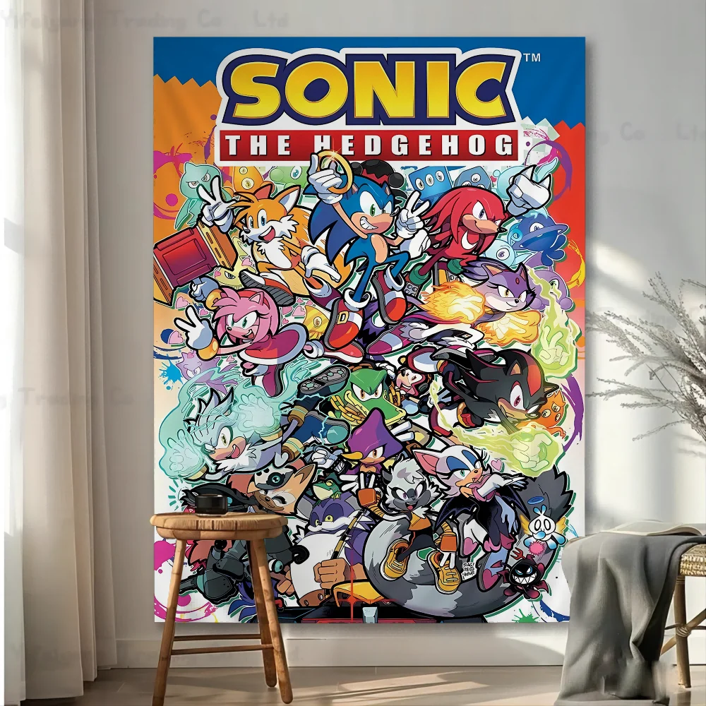 Classic Anime Video Games Sonics Cartoon Hanging Bohemian Tapestry Bohemian Wall Tapestries Mandala Kawaii Room Decor