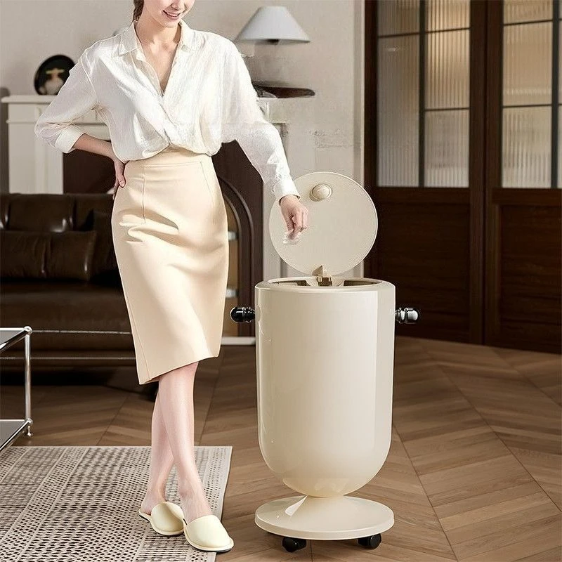 Movable Waste Bins Living Room Large Capacity Trash Can Kitchen Food Waste Disposal Storage Bucket Modern Trash Can with Wheels